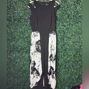 Elegant Black and White Floral Dress